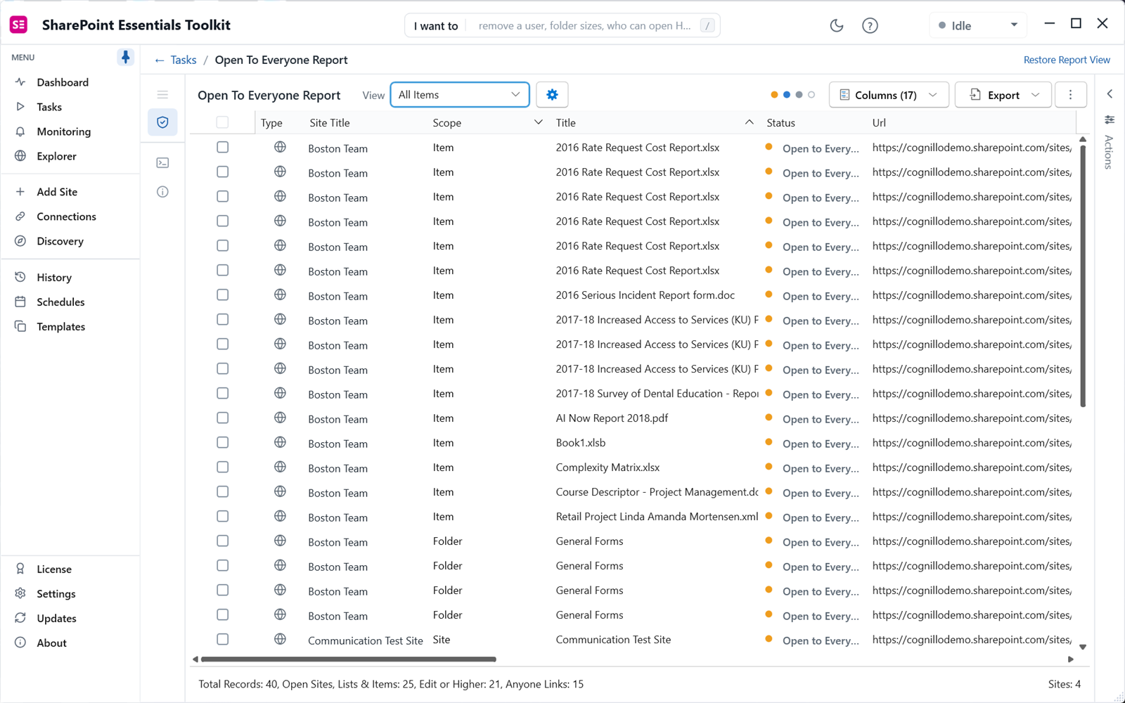 SharePoint files shared with Everyone and Everyone except external users report