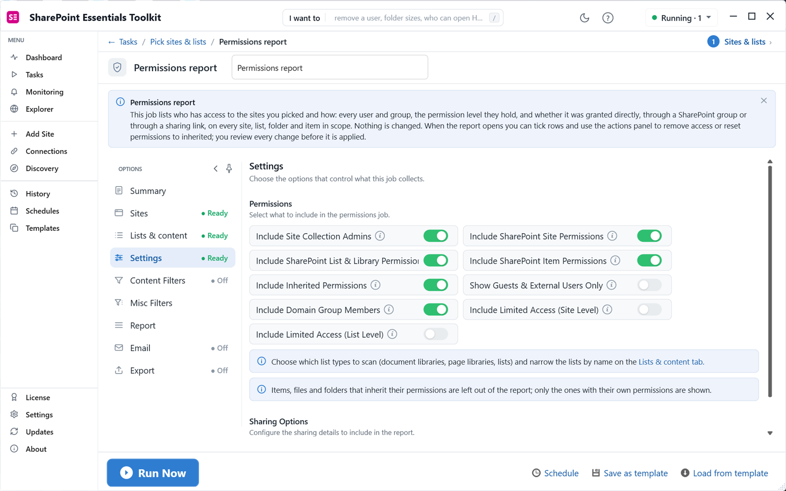 Include Domain Group Members setting to expand nested groups in a SharePoint permissions report