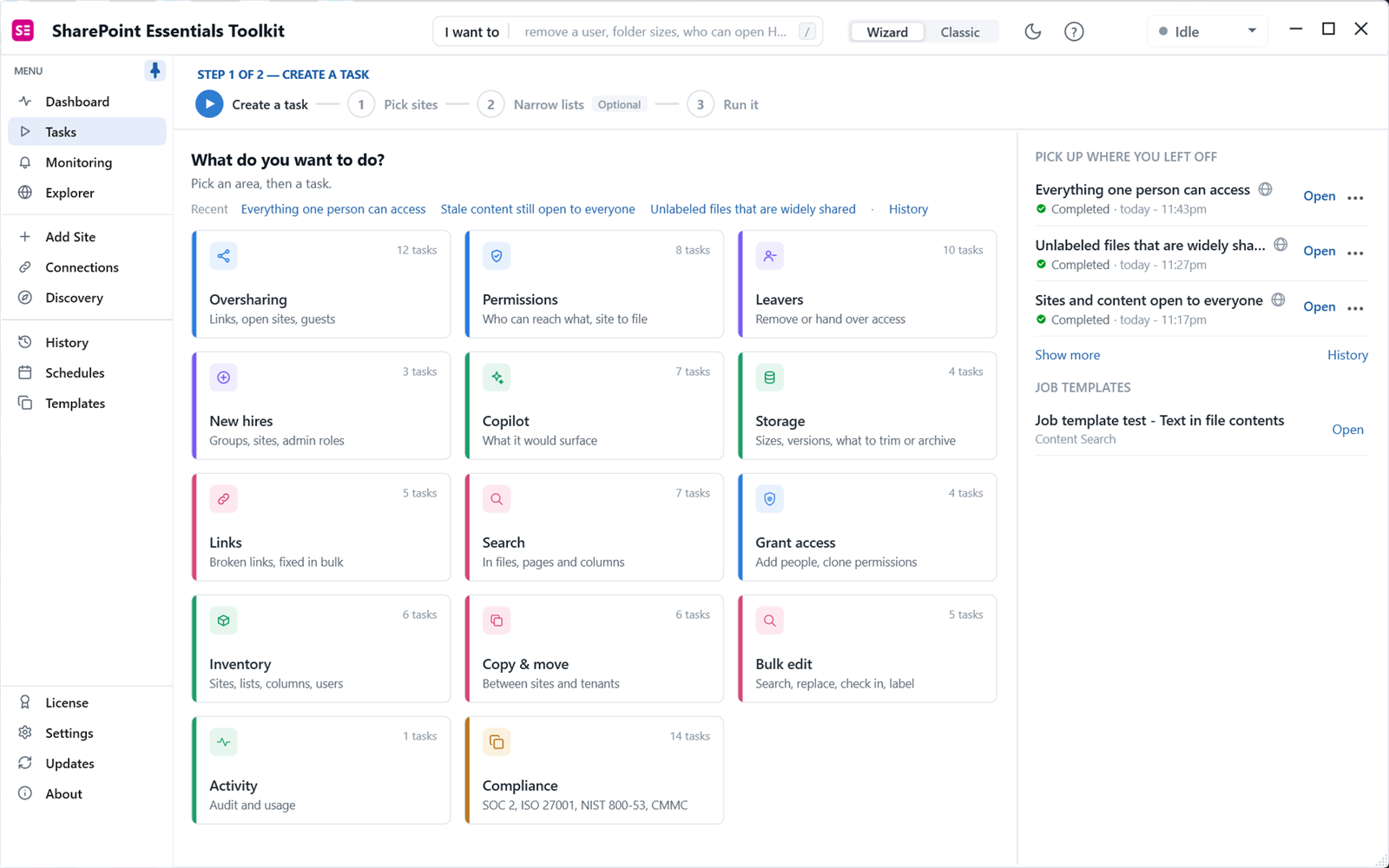 SharePoint pre-migration assessment: task areas for inventory, permissions, links, storage and copy